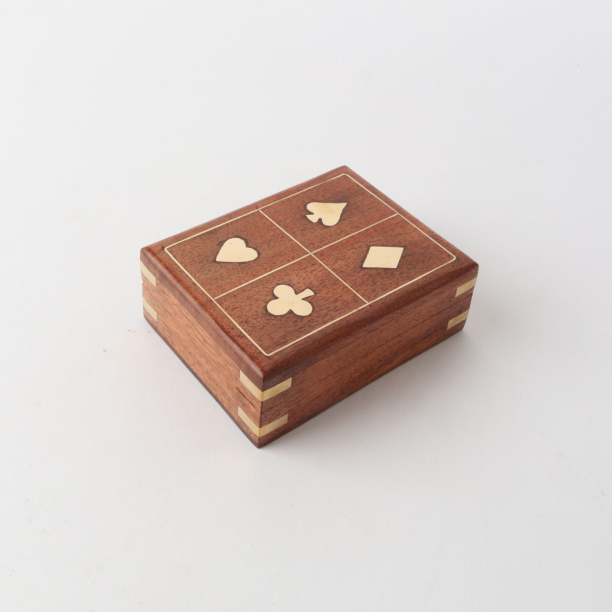 Wooden Card Box with Brass Inlay