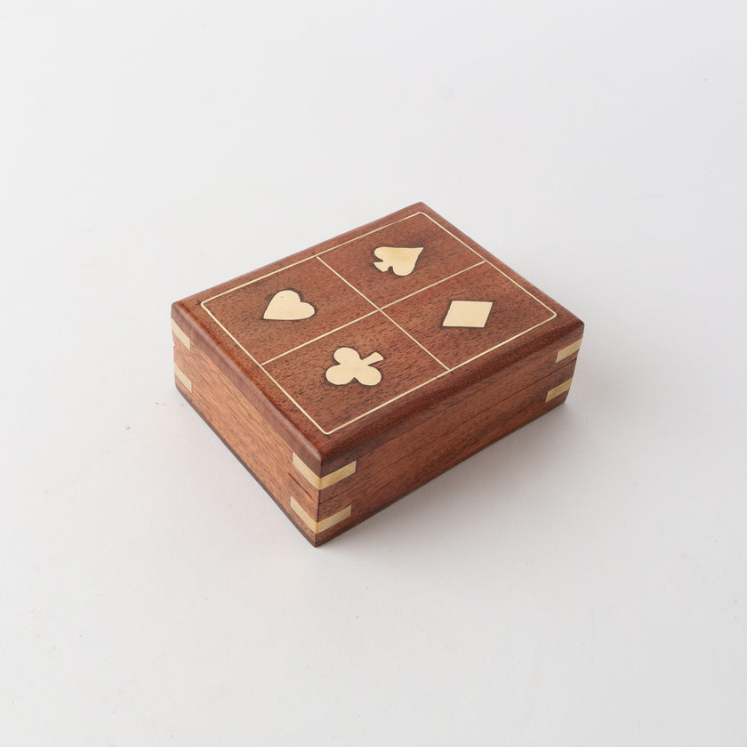 Wooden Card Box with Brass Inlay