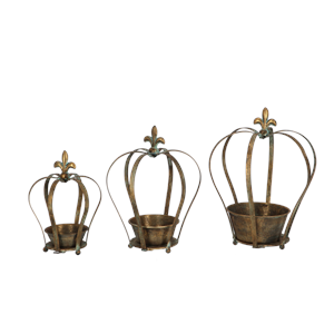 Aged Metal Crown Planter