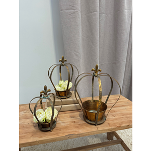 Aged Metal Crown Planter
