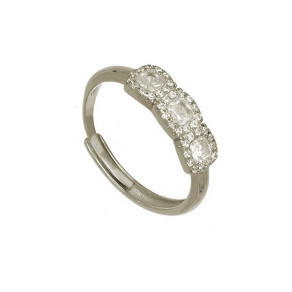 Simply Italian Valentina Three Stone Square Band Ring