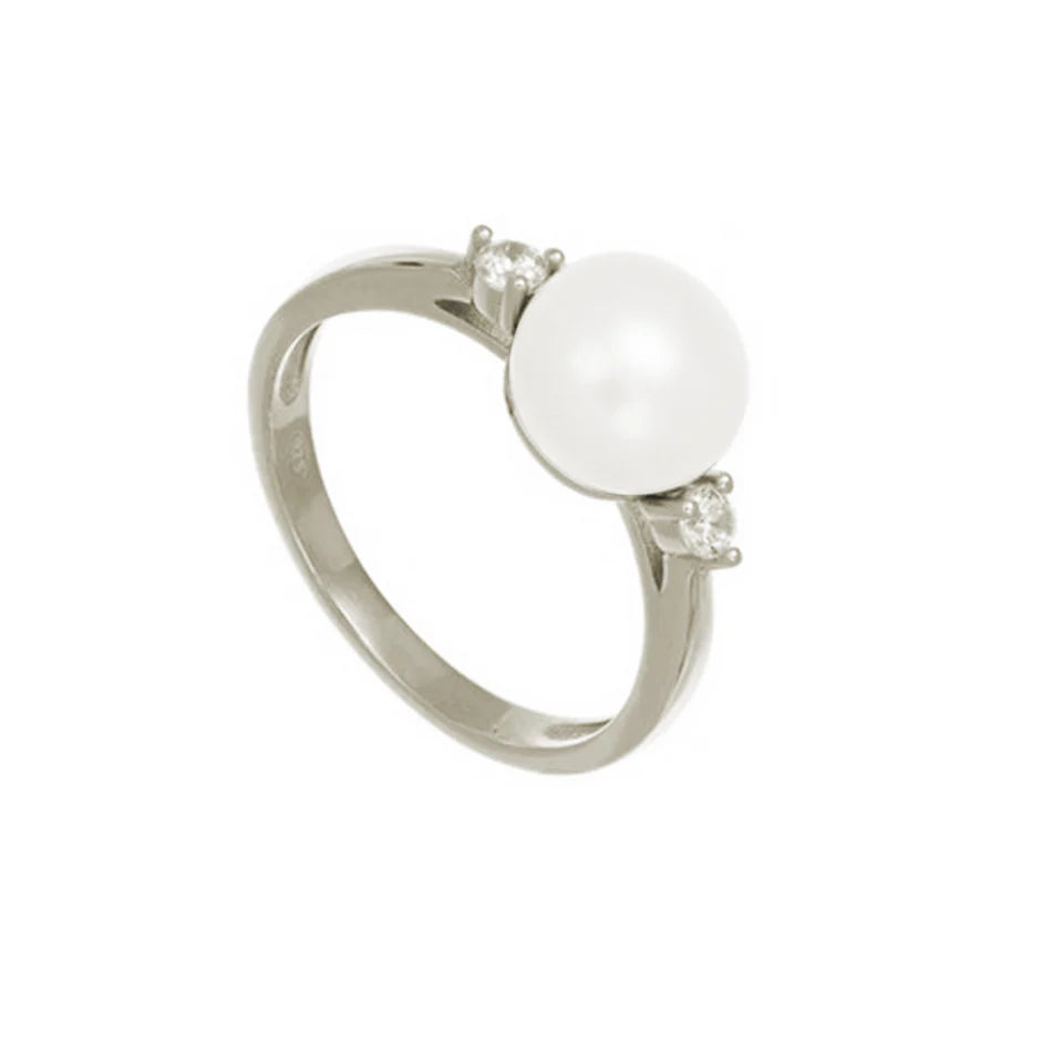Simply Italian Valentina Cubic Zirconia Pearl Ring
