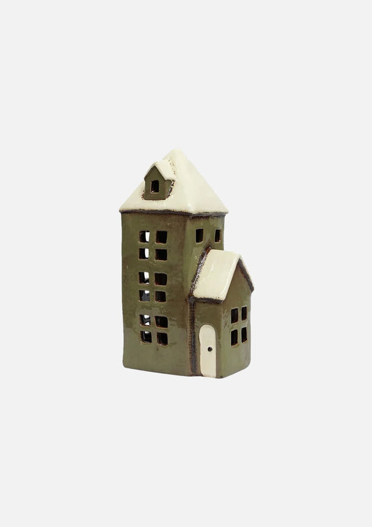 Alsace Tealight House Parish Olive Green