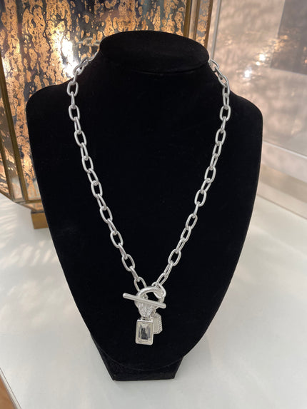 Four Corners Silver Jewelled Necklace