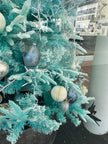 Aqua Flocked 210cm Christmas Tree