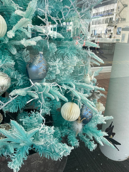 Aqua Flocked 210cm Christmas Tree