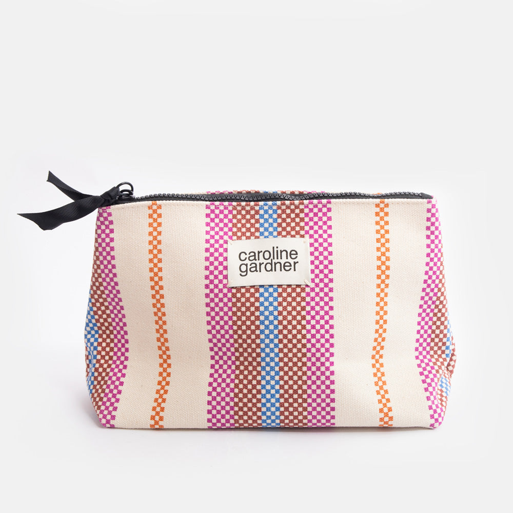 Caroline Gardener Checkerboard Stripe - Beauty Bag