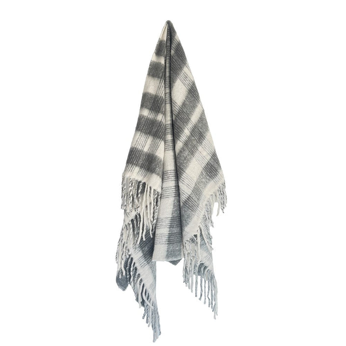 BLISS Throw by Linens & More -White/Dark Grey