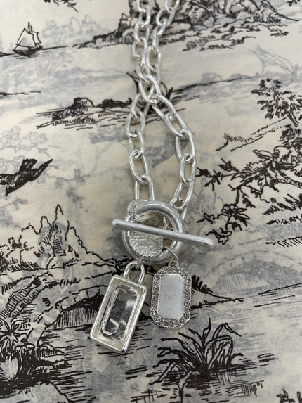 Four Corners Silver Jewelled Necklace
