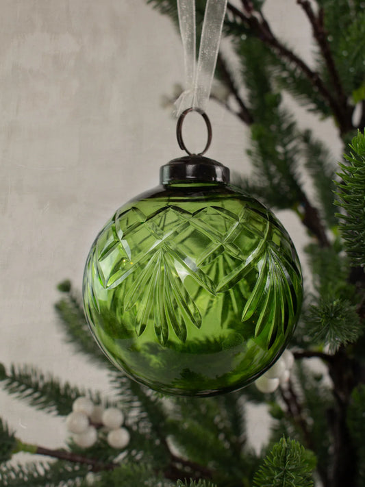 Cut Glass Bauble Green by French Country Collections