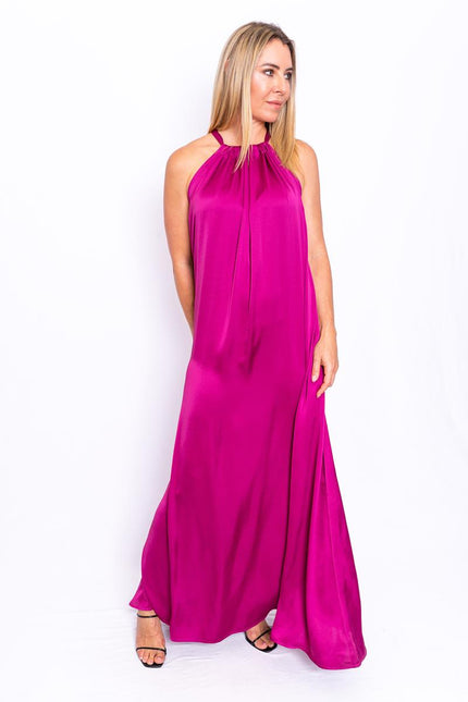 LORNA SATIN HALTER NECK DRESS - by Tale The Label