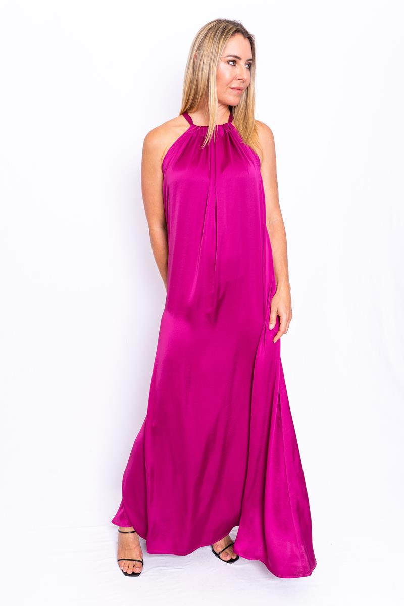 LORNA SATIN HALTER NECK DRESS - by Tale The Label