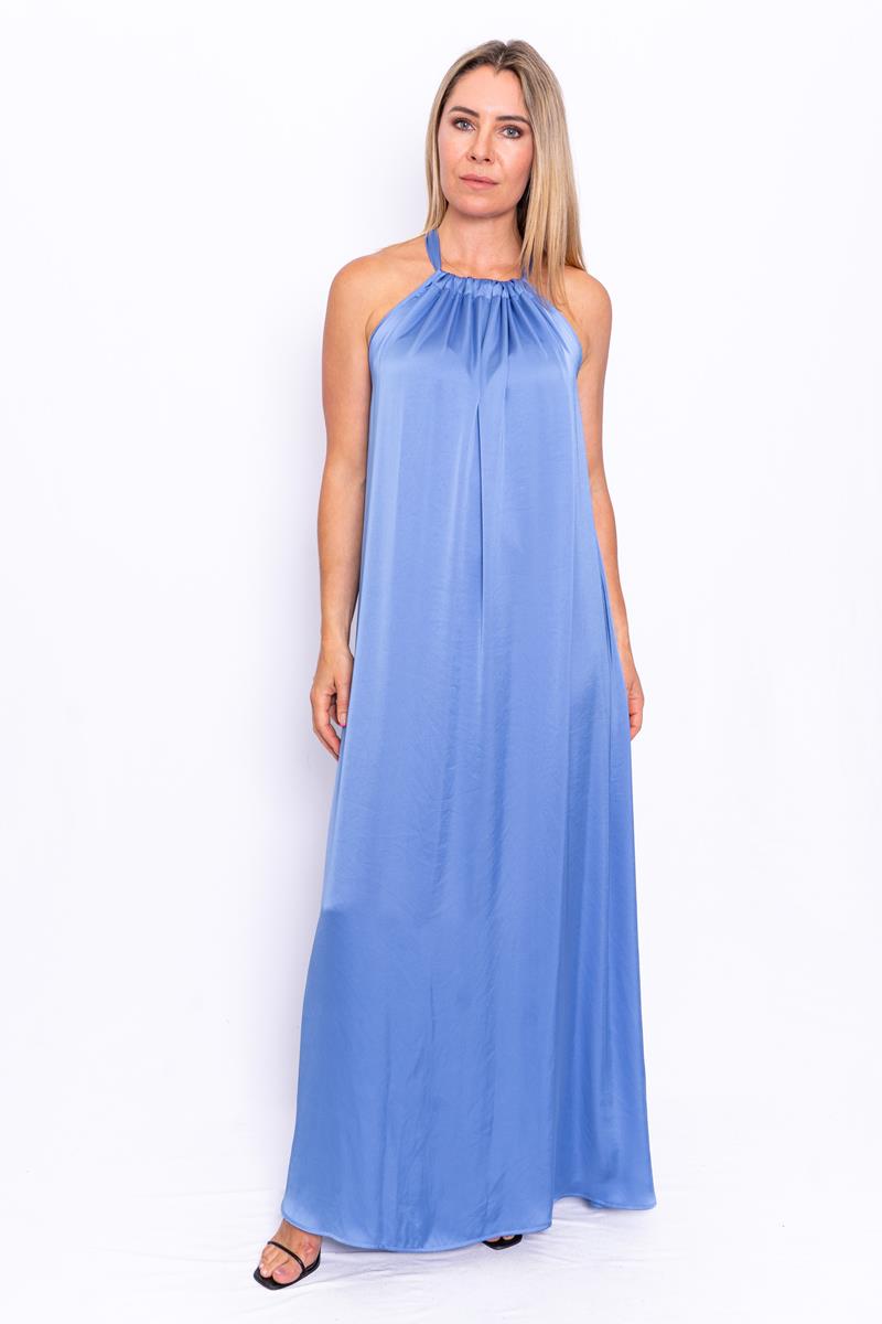 LORNA SATIN HALTER NECK DRESS - by Tale The Label