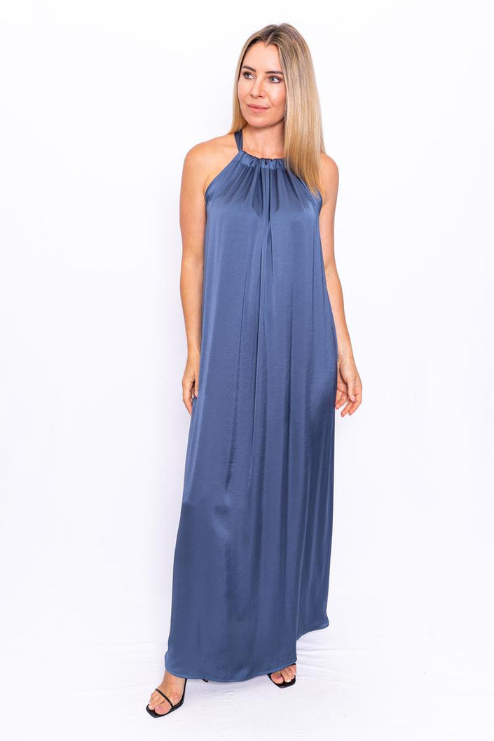 LORNA SATIN HALTER NECK DRESS - by Tale The Label