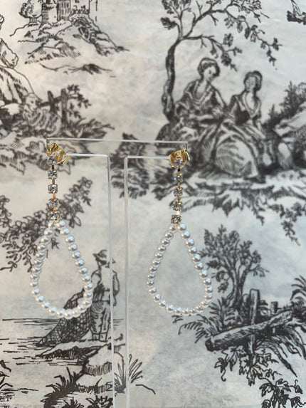 Four Corners Teardrop Mini Pearl Drop Earrings