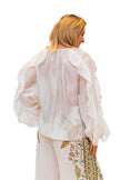 Fleurie-Extravagant Cream Flounced Shirt