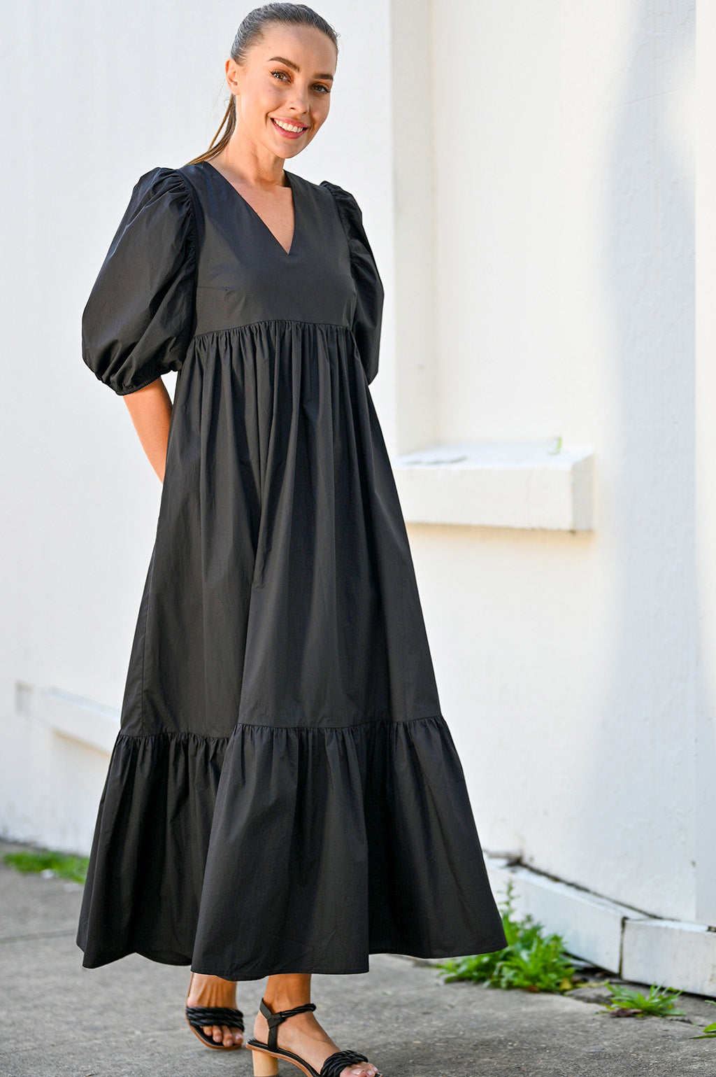 Wyatt Wylde Marcell Puff Sleeve Dress Black