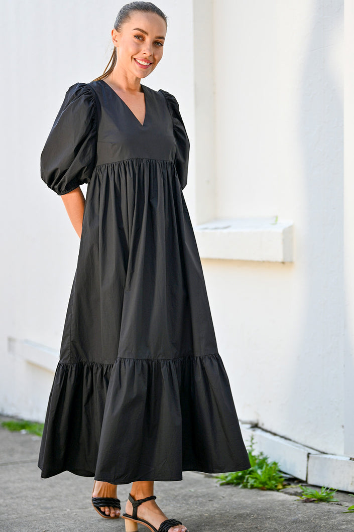 Wyatt Wylde Marcell Puff Sleeve Dress Black