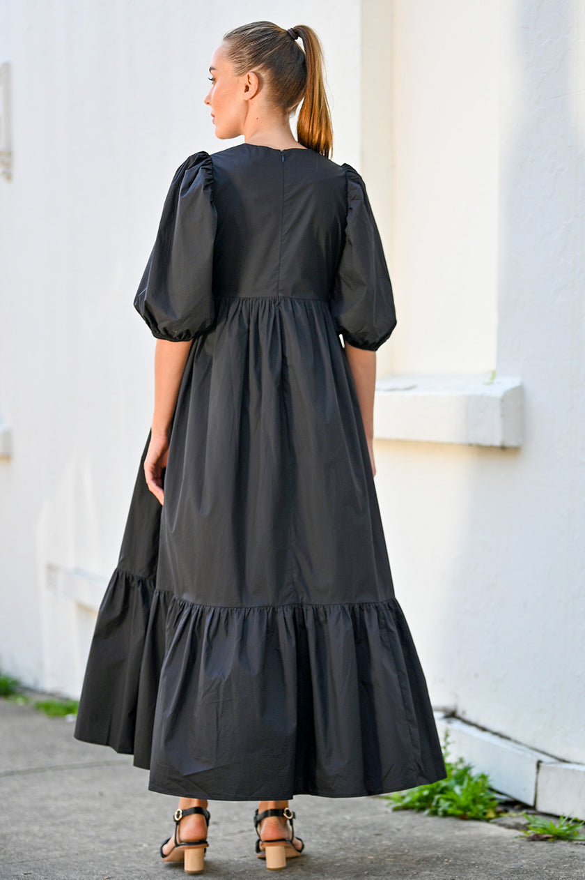 Wyatt Wylde Marcell Puff Sleeve Dress Black