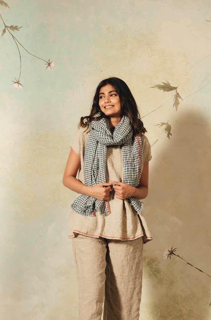 Linen Check Scarf-Various