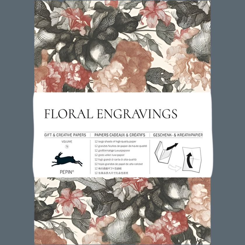 Floral Engravings Gift Wrap