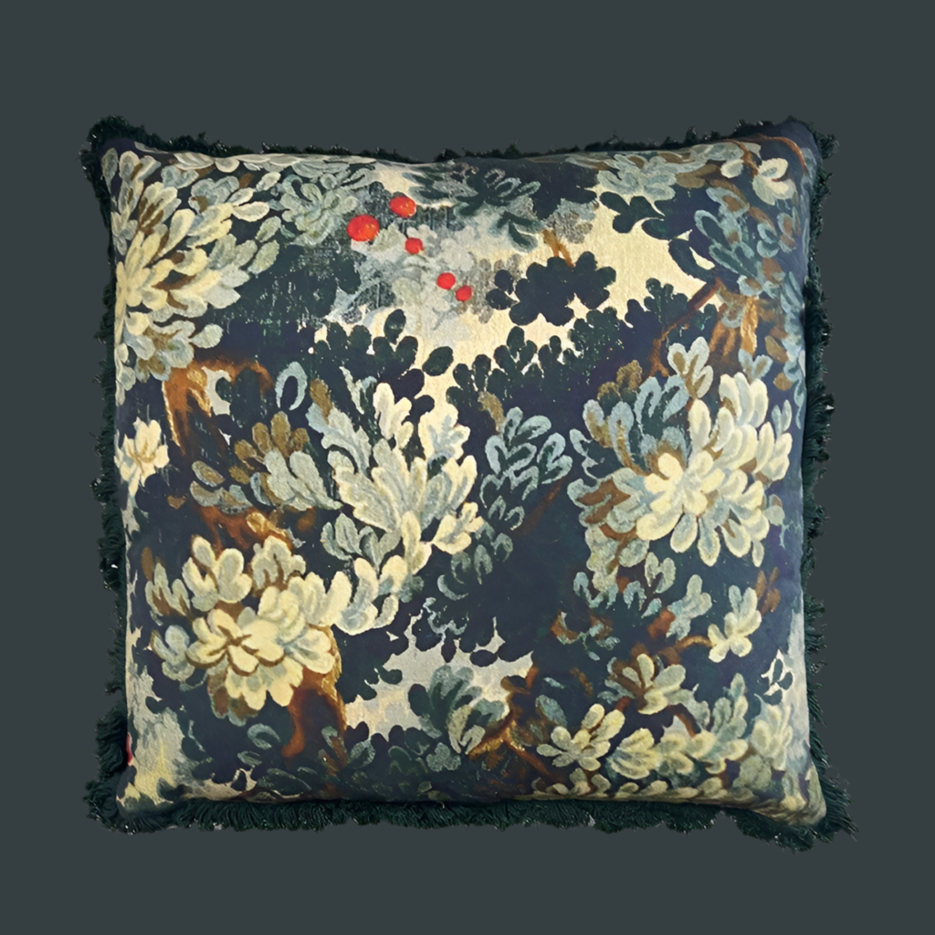 Villa Floral Cushion with Fringe Detail