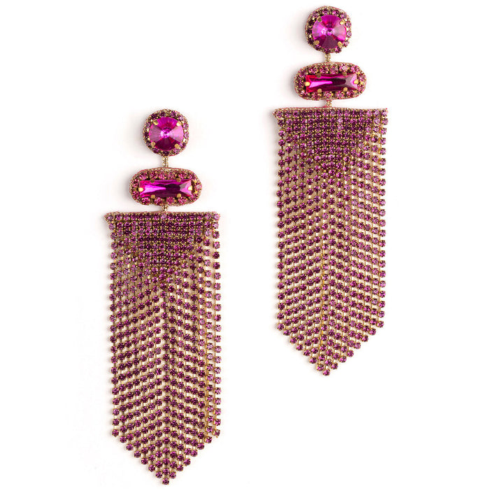 Deepa Gurnani Pink Chain Drop Earrings