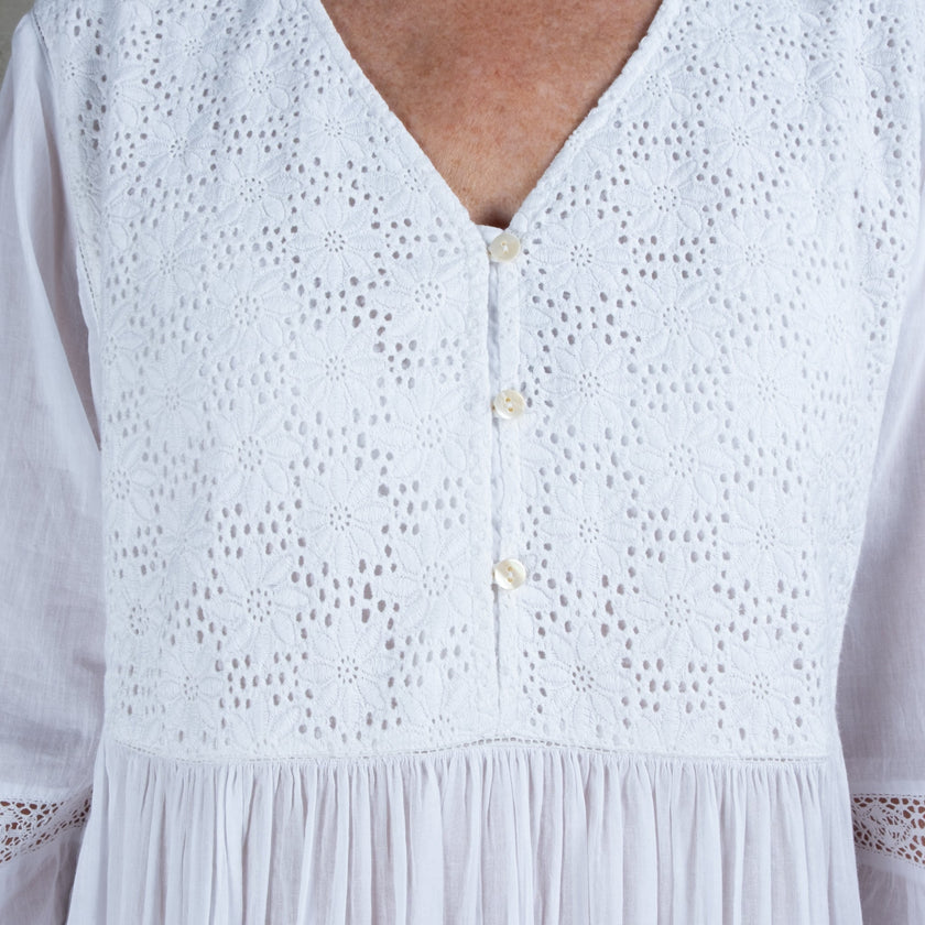 AMVI Cotton Voile Dress-White