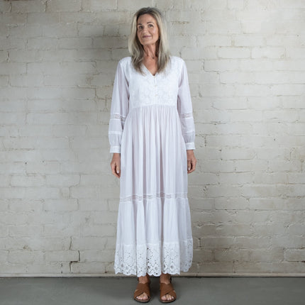 AMVI Cotton Voile Dress-White