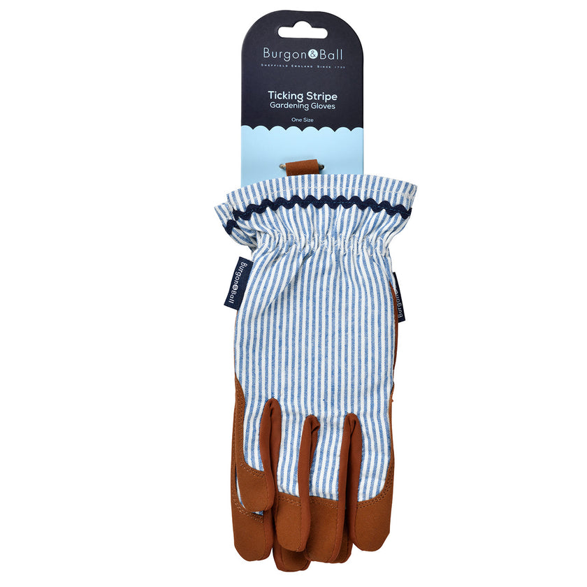 Burgon & Ball Colour Collection Gardening Gloves - Stripe - Blue Stripe