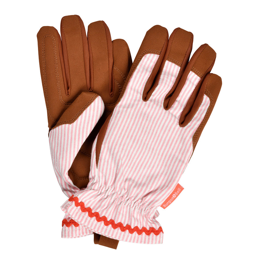 Burgon & Ball Colour Collection Gardening Gloves - Stripe - Blush Stripe