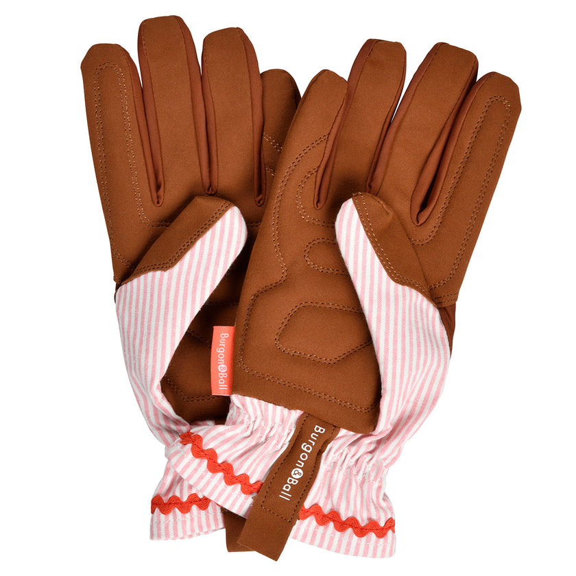 Burgon & Ball Colour Collection Gardening Gloves - Stripe - Blush Stripe