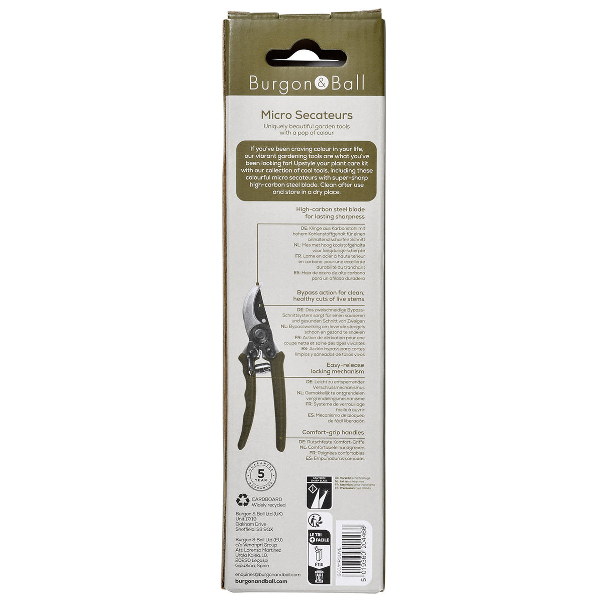 Burgon & Ball Collectors Micro Secateurs - Olive