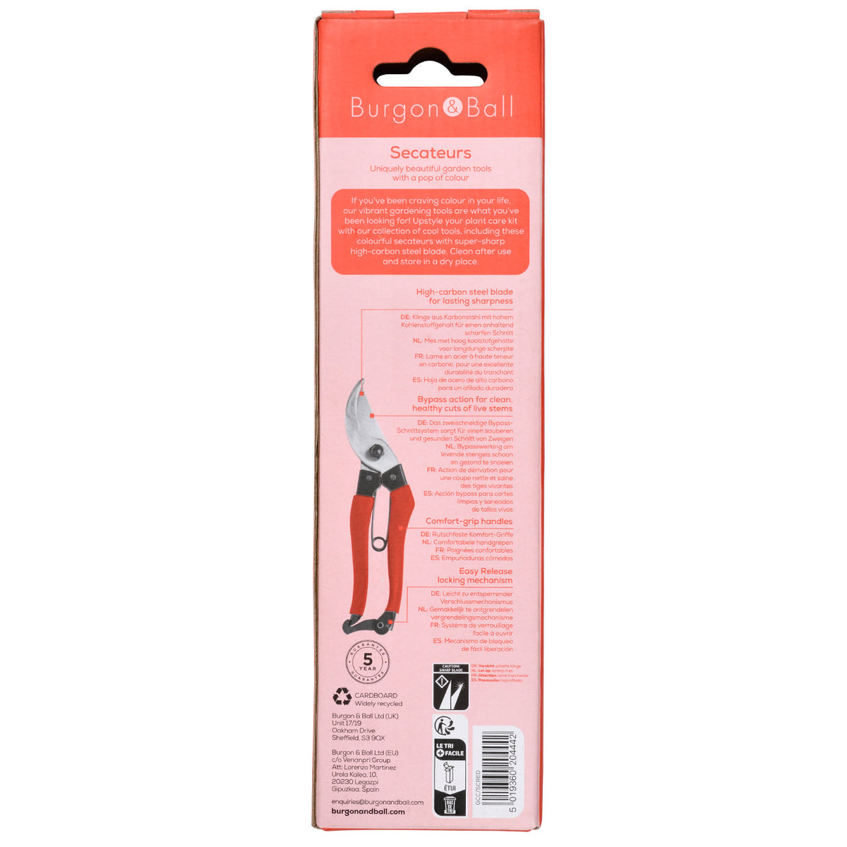 Burgon & Ball Collectors Bypass Secateurs - Red