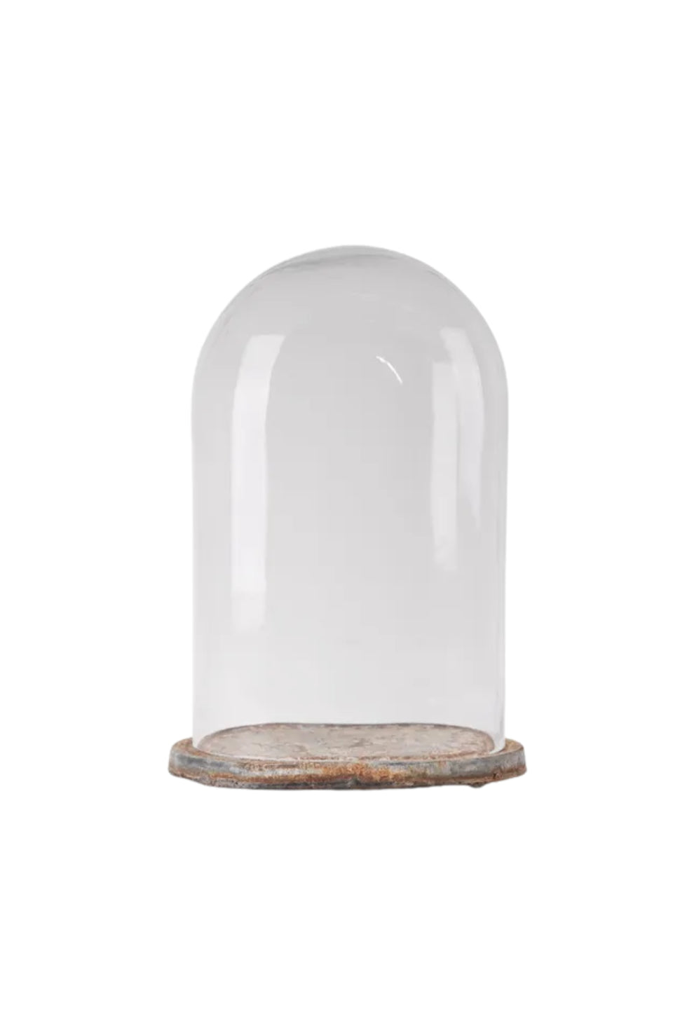 Glass Dome Cloche on Oval Iron Base