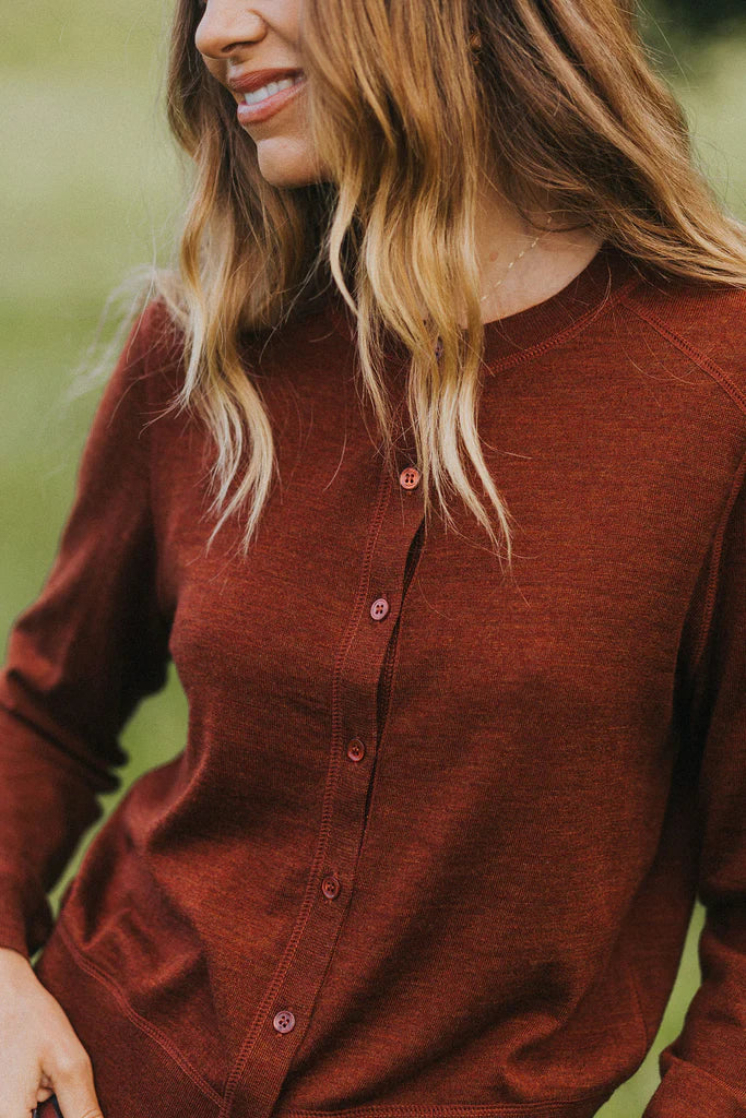 Australian Merino Wool Cardigan - Brique - S/M