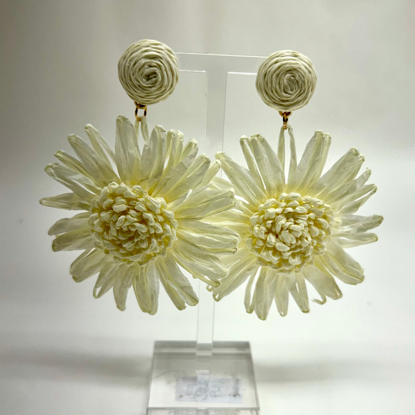 Violet Design Straw Flower Earrings