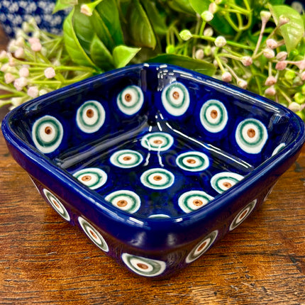 Polish Ceramics Square Bowl 10x10cm - Peacock