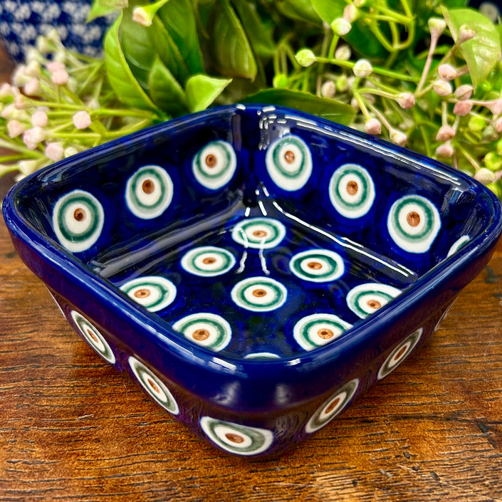 Polish Ceramics Square Bowl 10x10cm - Peacock