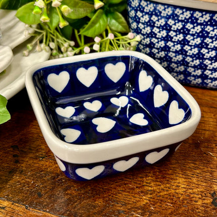 Polish Ceramics Square Bowl 10x10cm - Hearts