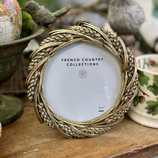Wheat Round Photo Frame 4"x4" by French Country Collections