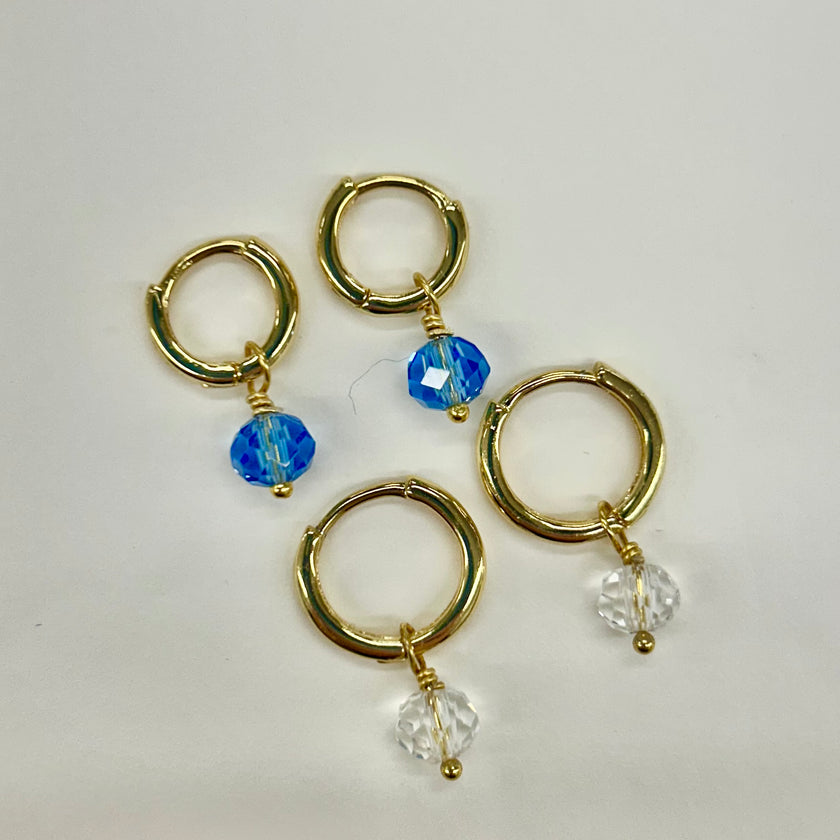 Ruby Tuesday Gold Hoops with Drop Bead