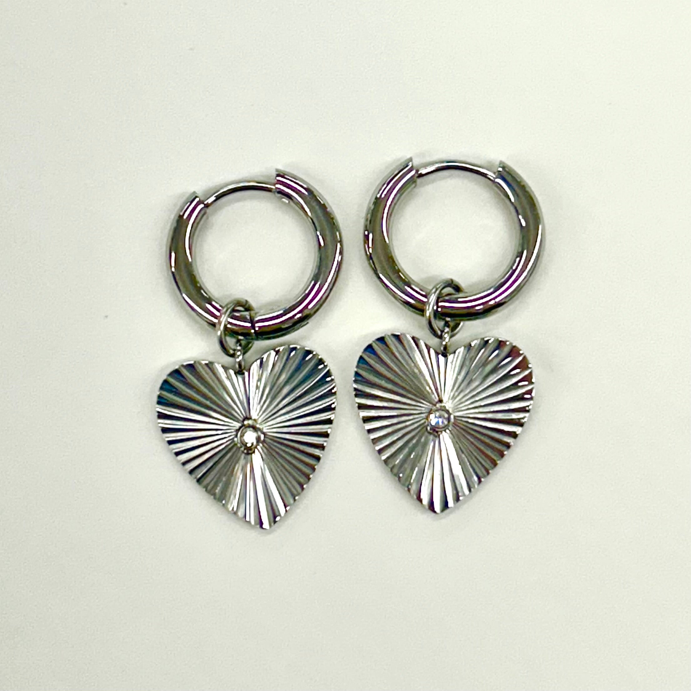 Pure Steel Creole Heart Earrings by A&C Oslo