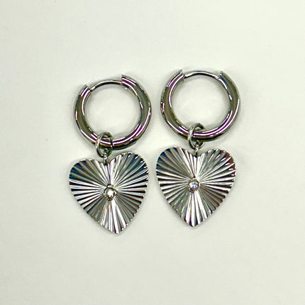 Pure Steel Creole Heart Earrings by A&C Oslo