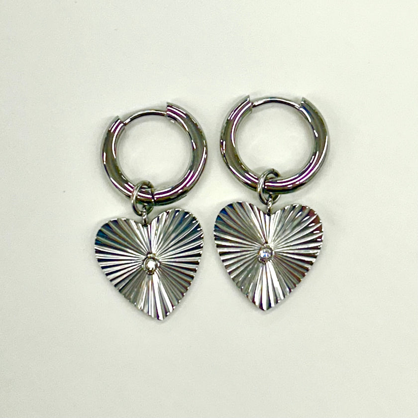 Pure Steel Creole Heart Earrings by A&C Oslo