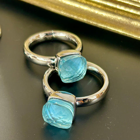 Pure Steel Ring with Glass - Aquamarine by A&C Oslo