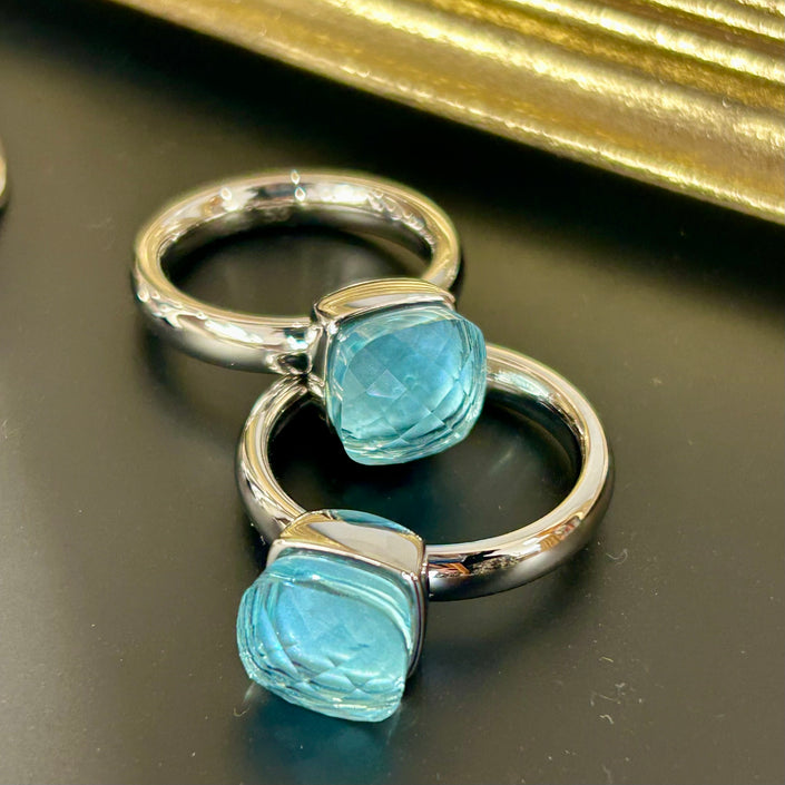 Pure Steel Ring with Glass - Aquamarine by A&C Oslo