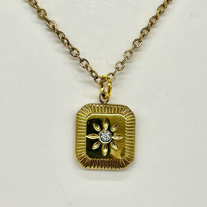 Violet Design Rectangle Sun Necklace