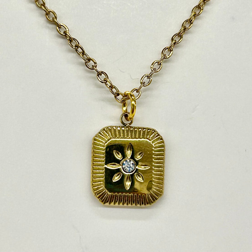 Violet Design Rectangle Sun Necklace