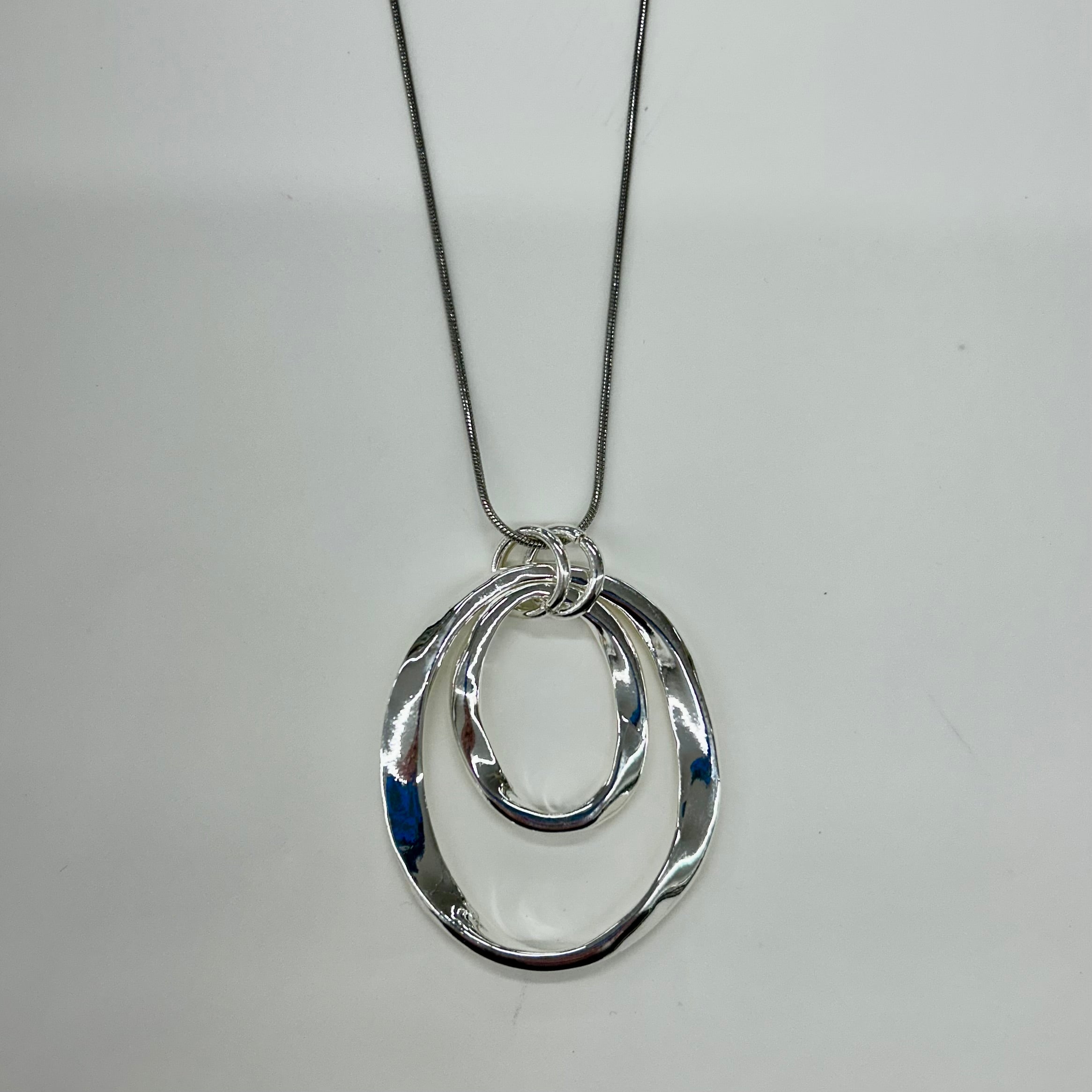 Violet Design Double Oval Pendant Necklace